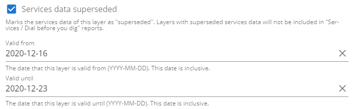 Fields showing if layer will appear in a service report