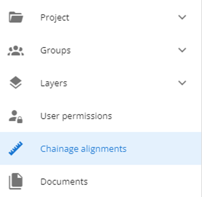 Select Chainage alignments from the left sidebar