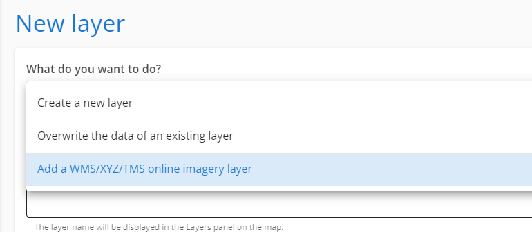 Select the online imagery layer