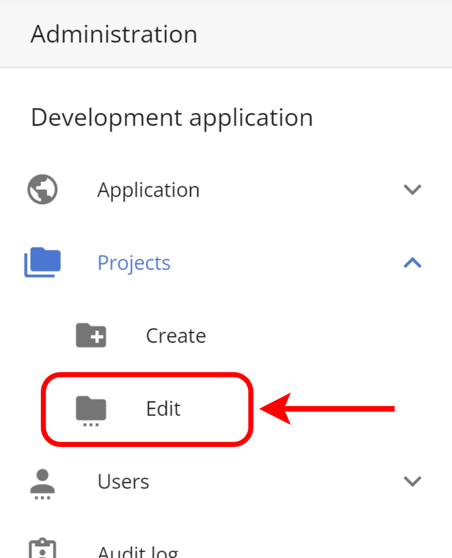 Finding the Manage Projects button