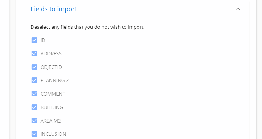 Selecting which attributes to import