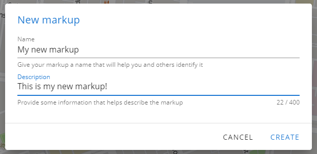 New markup dialog