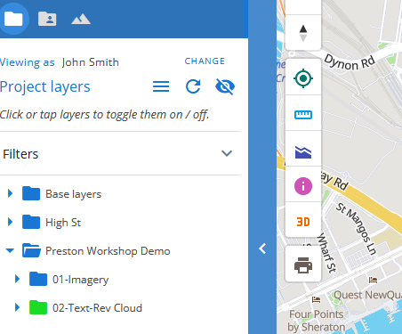 map layers panel with coloured directory