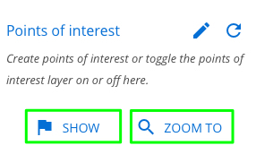 Options to show, hide or zoom to points of interest