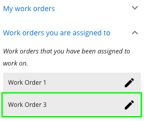 Selecting the work order